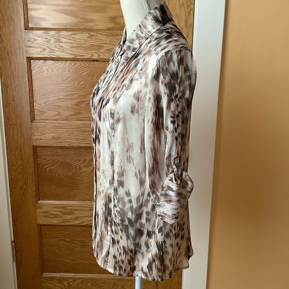 VINTAGE Silk Chiffon Animal Print Blouse Size M - Picture 3 of 13